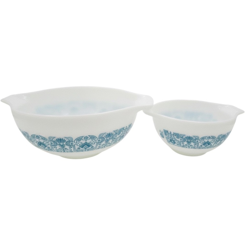 Lot of 2 Vtg Pyrex Horizon Blue Cinderella Mixing Bowl Set 441 442 Milk Glass